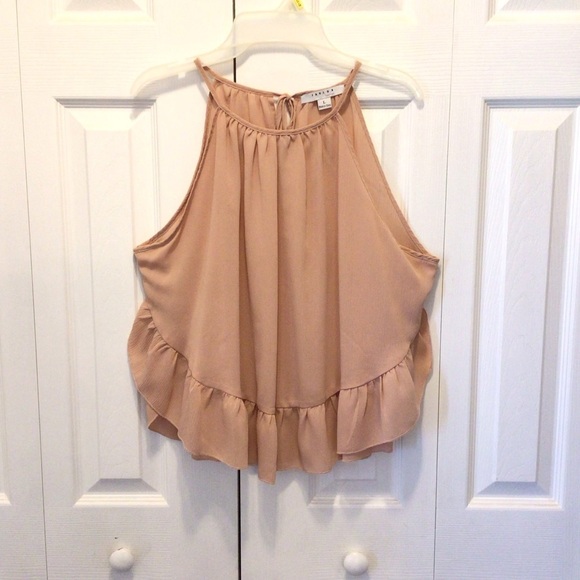 Favlux Fashion Womens Pink Ruffled Swing Halter Cami Top Size Large - Picture 3 of 5